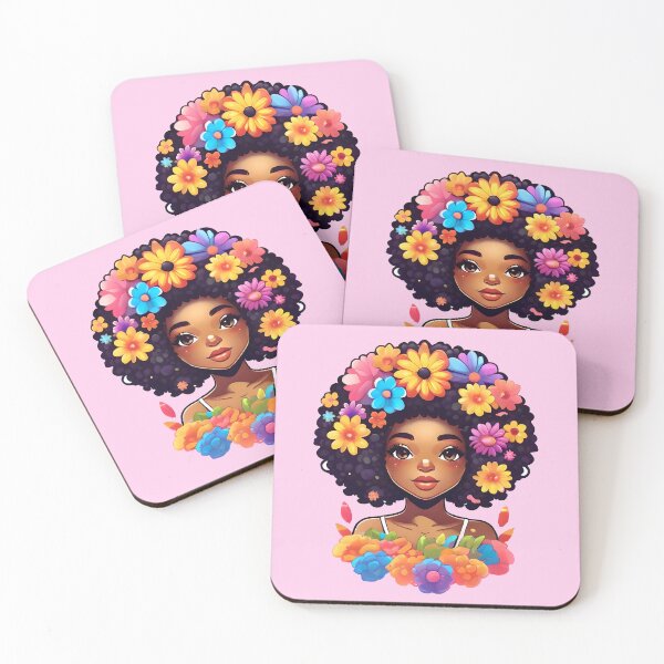 Item preview, afro girl with flowers in her hair  designed and sold by Cosmicreations1.