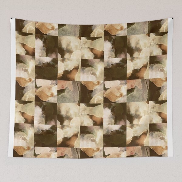 Item preview, Squared handmade watercolor collage fall vibe designed and sold by Alessandro Remo Mazzoni Remotextiles.