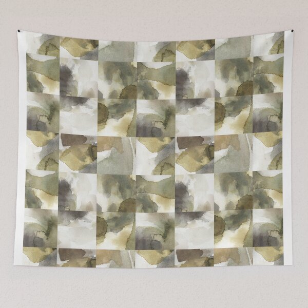 Item preview, Squared handmade watercolor collage gray designed and sold by Alessandro Remo Mazzoni Remotextiles.