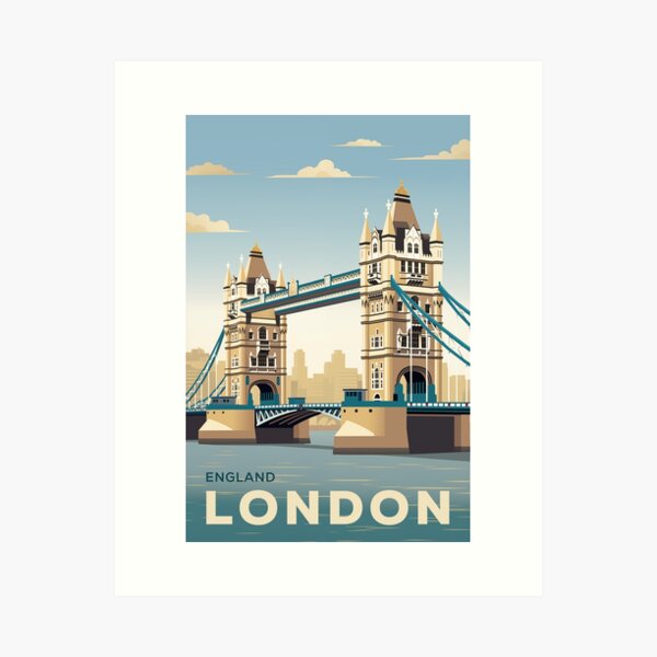 Item preview, Vintage Retro Travel Poster London Tower Bridge - England designed and sold by artra-shop.