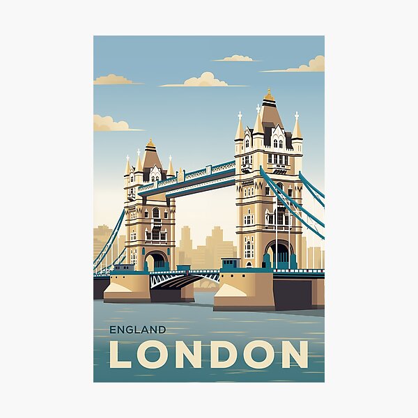 Item preview, Vintage Retro Travel Poster London Tower Bridge - England designed and sold by artra-shop.
