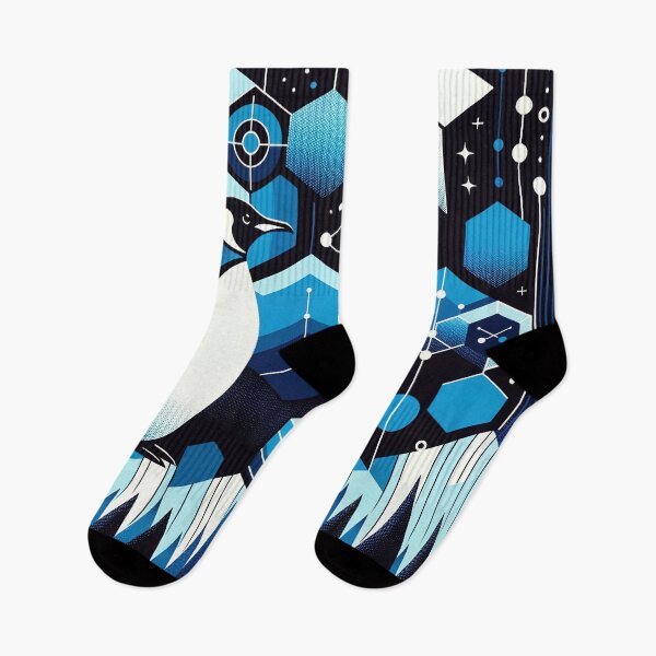 Item preview, Deep Blue Penguin In Winter Antarctic Forest With Geometry Sky Cool Patterns designed and sold by PenguinForests.