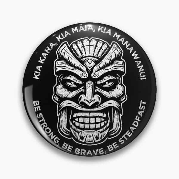 Item preview, Be Strong, be Brave, be Steadfast, Maori Language, Traditional Warrior Mask Design designed and sold by Proverbial Wisdom Design.