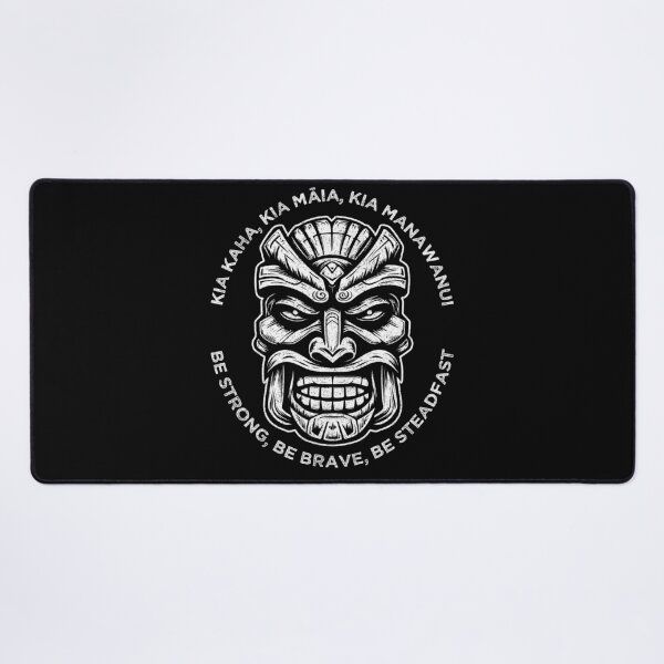 Item preview, Be Strong, be Brave, be Steadfast, Maori Language, Traditional Warrior Mask Design designed and sold by Proverbial Wisdom Design.