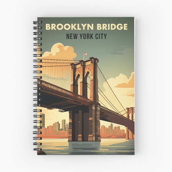 Item preview, New York USA Brooklyn Bridge Vintage Travel Poster Retro NY designed and sold by artra-shop.