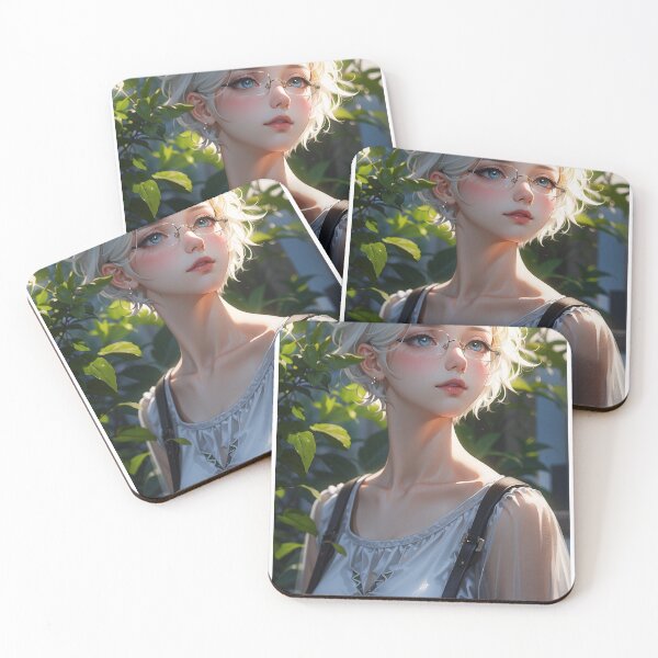 Item preview, beautiful student anime girl with glasses designed and sold by ShiroStore.