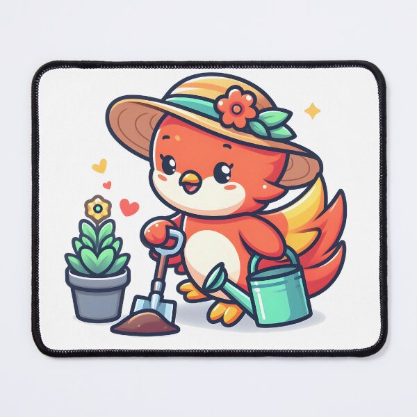Item preview, Kawaii Cheerful Phoenix With A Sunhat Gardening designed and sold by CanvasCutie.
