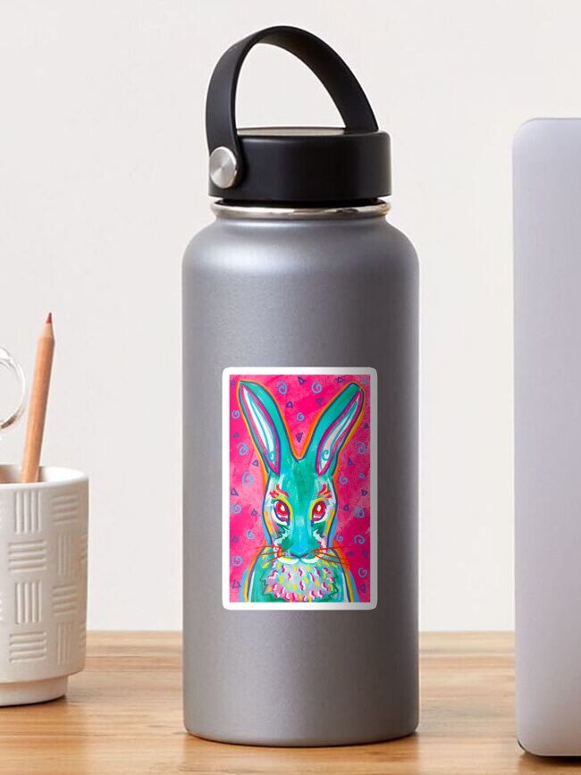 Thumbnail 1 of 3, Sticker, Retro Turquoise Hare designed and sold by tinaschofield.