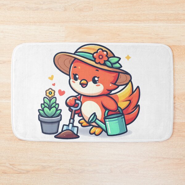 Item preview, Kawaii Cheerful Phoenix With A Sunhat Gardening designed and sold by CanvasCutie.