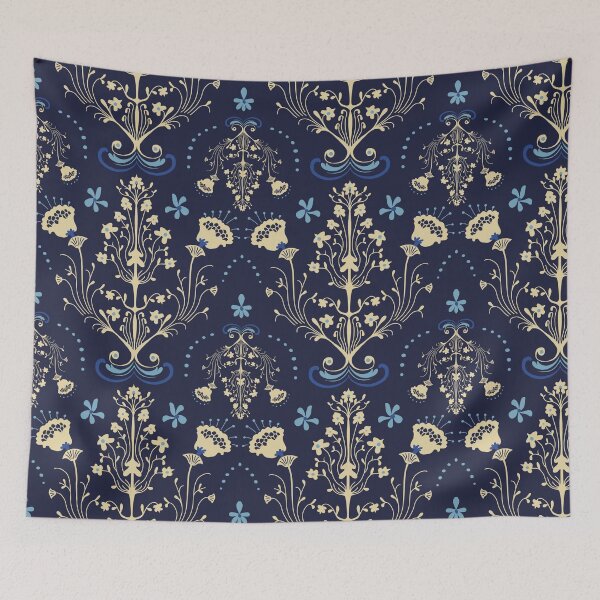 Item preview, Damask pattern art deco in night blue designed and sold by Karin Schön.