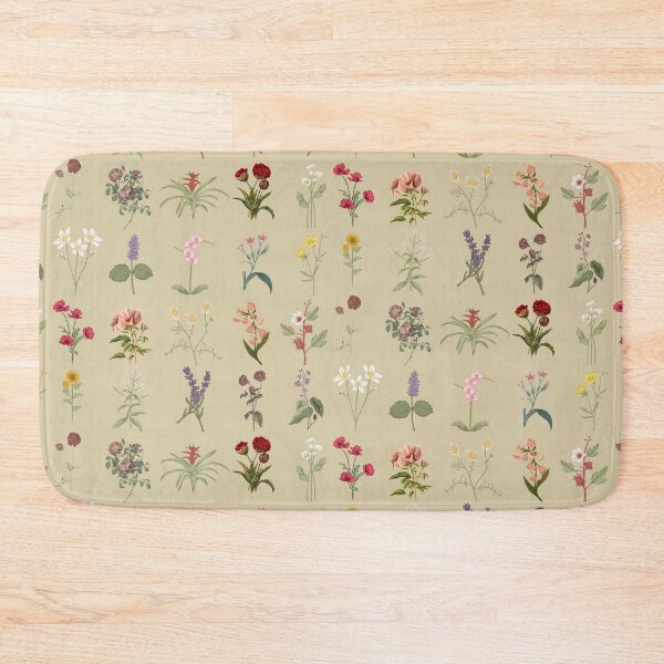 Item preview, Vintage flower shower curtains and bath mats designed and sold by ColorWaveShop.