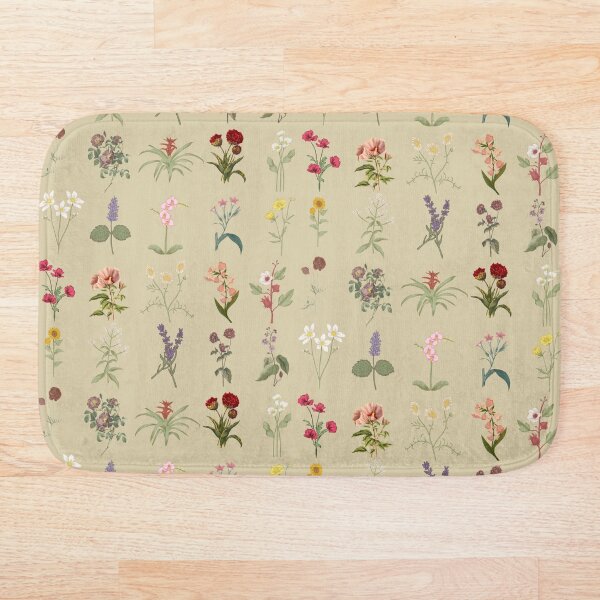 Item preview, Vintage flower shower curtains and bath mats designed and sold by ColorWaveShop.