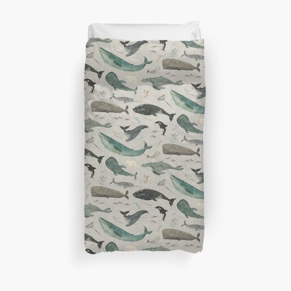 Whale song gray Duvet Cover
