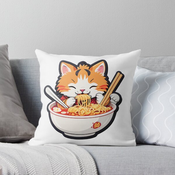 Item preview, Cute Cat Eating Ramen designed and sold by PatchMerch.