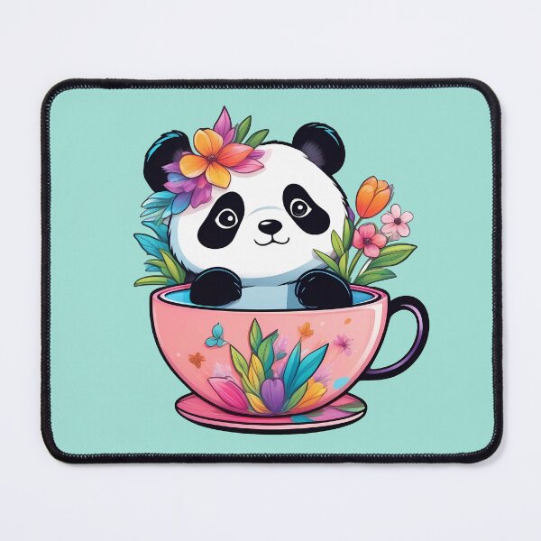 Item preview, cute panda in a floral tea cup designed and sold by Cosmicreations1.