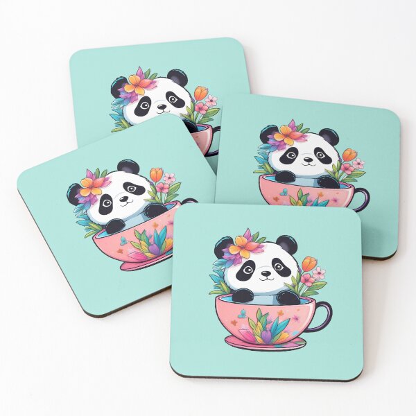 Item preview, cute panda in a floral tea cup designed and sold by Cosmicreations1.