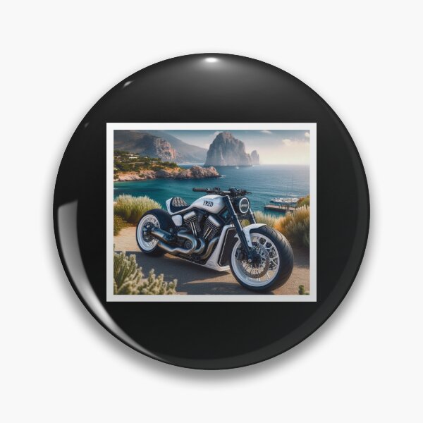 Item preview, Custom motorcycle parked near a beautiful coastline. designed and sold by Fredceri01.
