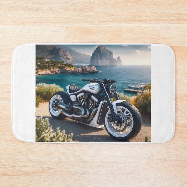 Item preview, Custom motorcycle parked near a beautiful coastline. designed and sold by Fredceri01.