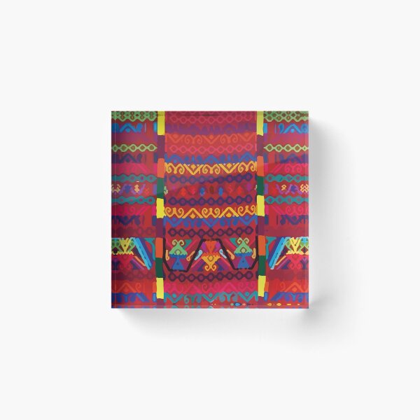 Item preview, Bright red mexican embroidery native maya textile maximalist boho chic decor designed and sold by T-Mex.