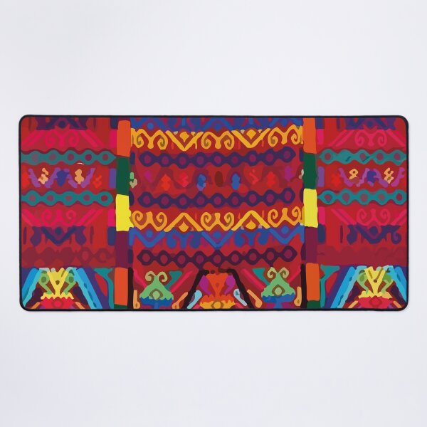 Item preview, Bright red mexican embroidery native maya textile maximalist boho chic decor designed and sold by T-Mex.