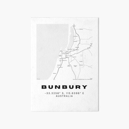 Item preview, Bunbury Coordinates | Australia Cities Artwork | Stylish Map Art Design designed and sold by RM-Journey.