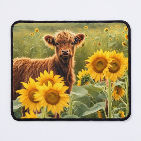Item preview, Highlander Calf in Sunflowers designed and sold by Stephanie Laird.