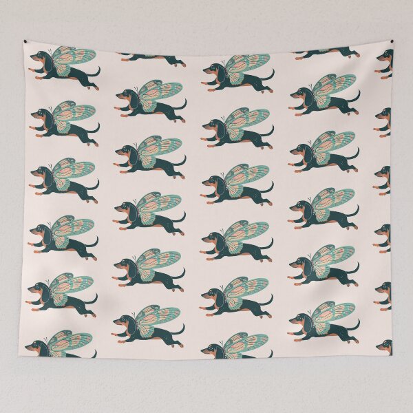 Item preview, 'Doxiefly' Teal - Dachshund Butterfly designed and sold by Doodle-Doxie-CO.