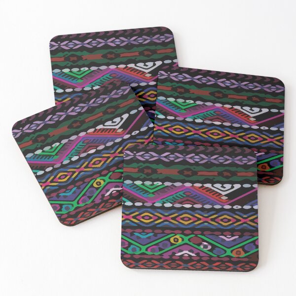 Item preview, Black mexican blanket ethnic embroidery vibrant folk art textile designed and sold by T-Mex.