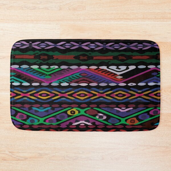 Item preview, Black mexican blanket ethnic embroidery vibrant folk art textile designed and sold by T-Mex.