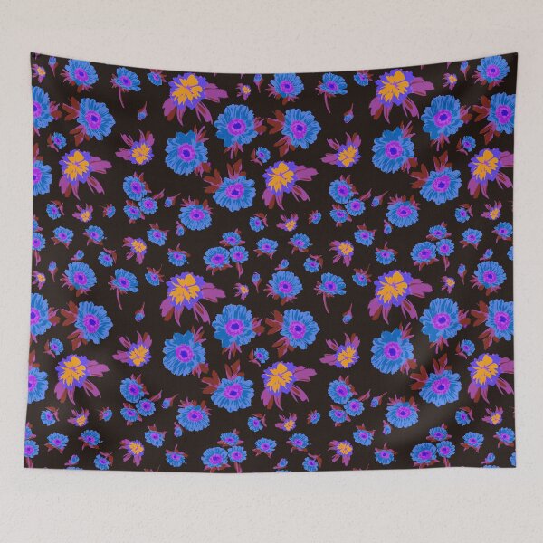 Item preview, Midnight Florals: Purple and Charcoal Marigold and Daisy Bliss - Urban Spring Nights in Sydney designed and sold by Jay Dee Dearness.