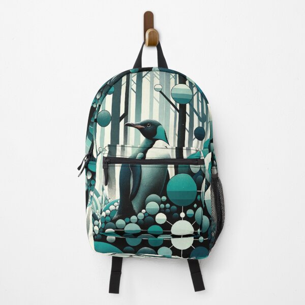 Item preview, Teal Turquoise Penguin In The Art Deco Geometrical Bubble Pattern Forest designed and sold by PenguinForests.