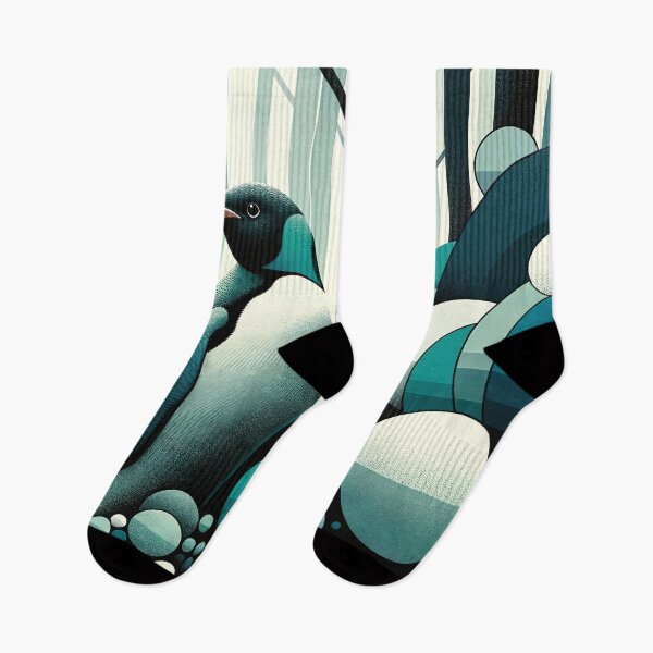 Item preview, Teal Turquoise Penguin In The Art Deco Geometrical Bubble Pattern Forest designed and sold by PenguinForests.