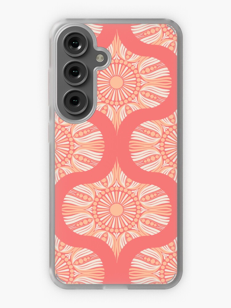 Samsung Galaxy Phone Case, Peaches and Cream Dot Mandala Ogee designed and sold by Triplicate Limited