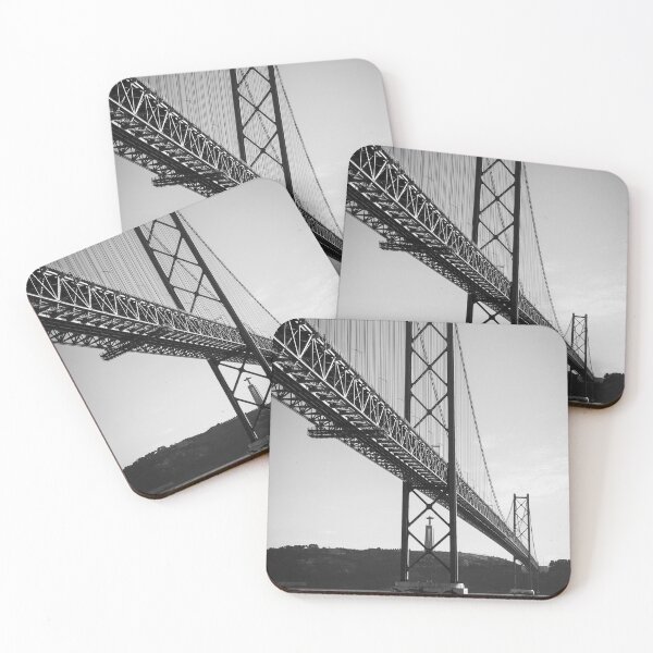 Item preview, Black and white bridge over the Tejo River seen from the bank in Lisbon, Portugal designed and sold by jpferreiraphoto.