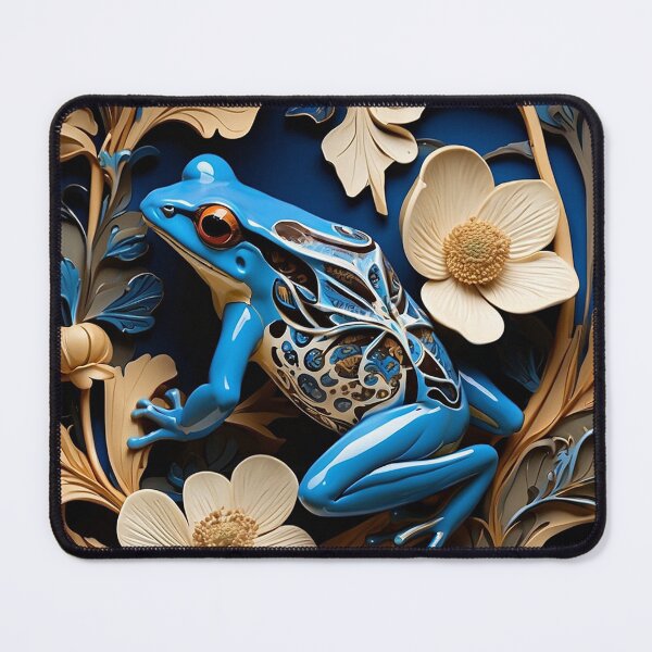 Item preview, William Morris style poison arrow frog (blue) designed and sold by PublicCanvas.