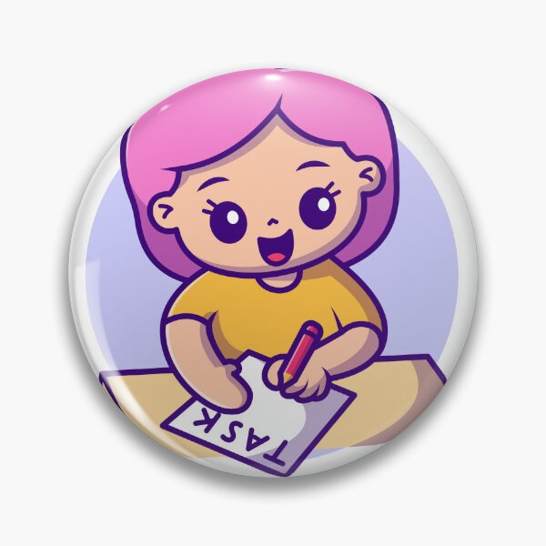 Item preview, Efficient Workday: Cute Girl Managing Tasks on Table Cartoon Vector Icon designed and sold by hjian8219.