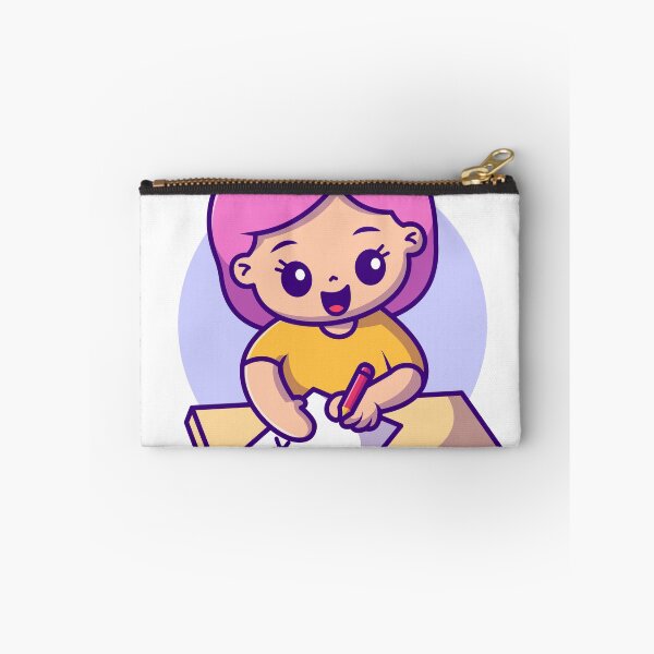 Item preview, Efficient Workday: Cute Girl Managing Tasks on Table Cartoon Vector Icon designed and sold by hjian8219.
