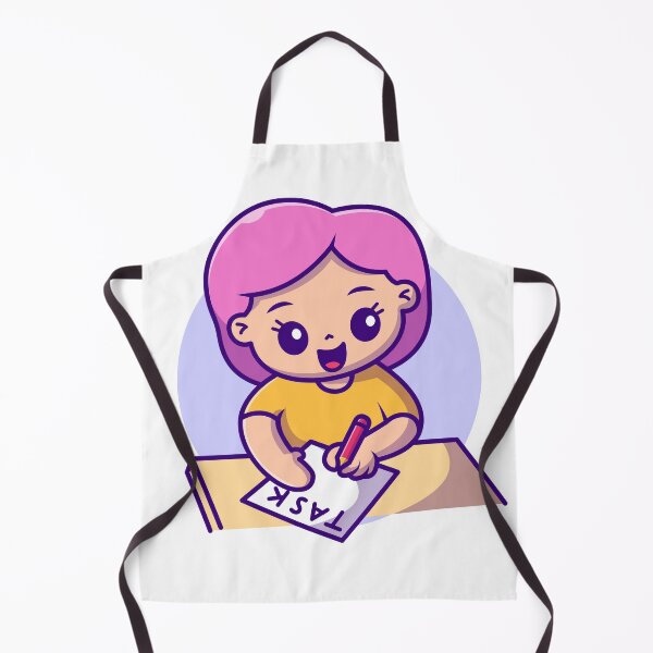 Item preview, Efficient Workday: Cute Girl Managing Tasks on Table Cartoon Vector Icon designed and sold by hjian8219.