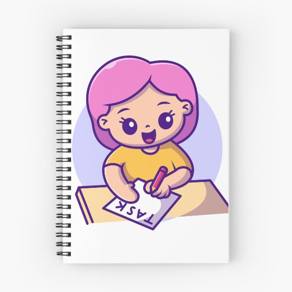 Item preview, Efficient Workday: Cute Girl Managing Tasks on Table Cartoon Vector Icon designed and sold by hjian8219.