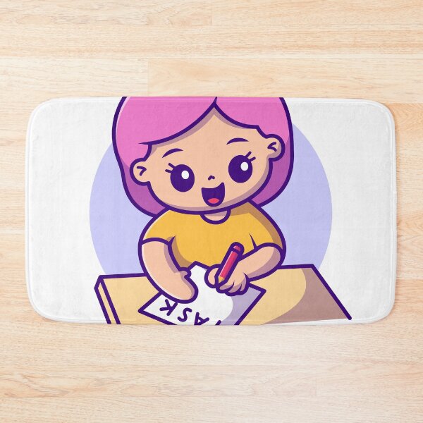 Item preview, Efficient Workday: Cute Girl Managing Tasks on Table Cartoon Vector Icon designed and sold by hjian8219.