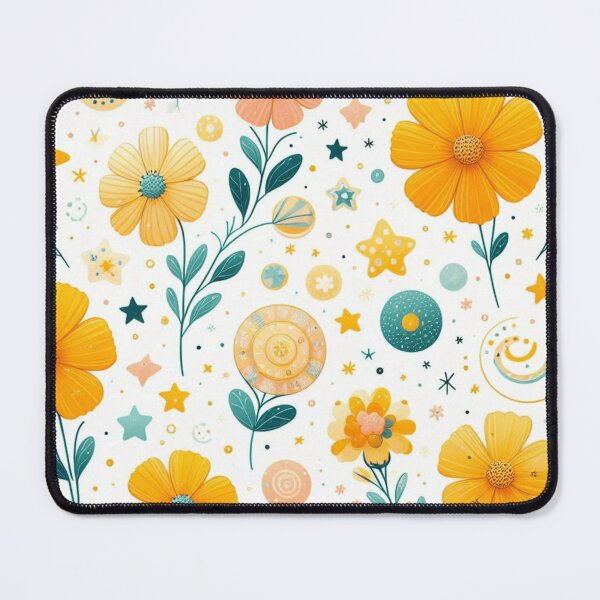 Item preview, cute vibrant yellow cosmos flowers patterns such as polka dots, stripes, swirls, and stars designed and sold by asbno19.
