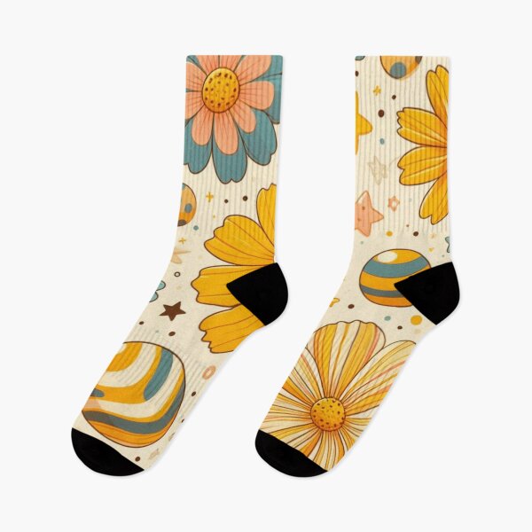Item preview, cute vibrant yellow cosmos flowers patterns such as polka dots, stripes, swirls, and stars designed and sold by asbno19.