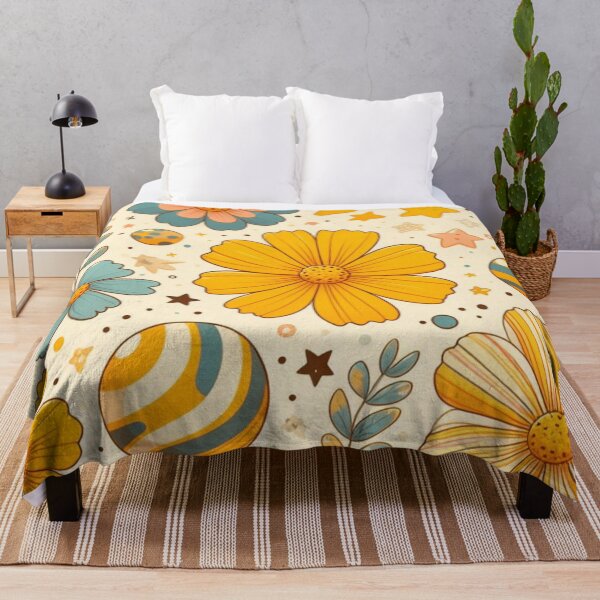Item preview, cute vibrant yellow cosmos flowers patterns such as polka dots, stripes, swirls, and stars designed and sold by asbno19.