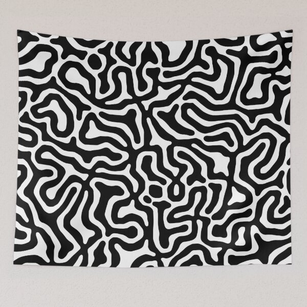 Item preview, Black and White Organic Liquid Lines Abstract Pattern Design designed and sold by patternsoup.