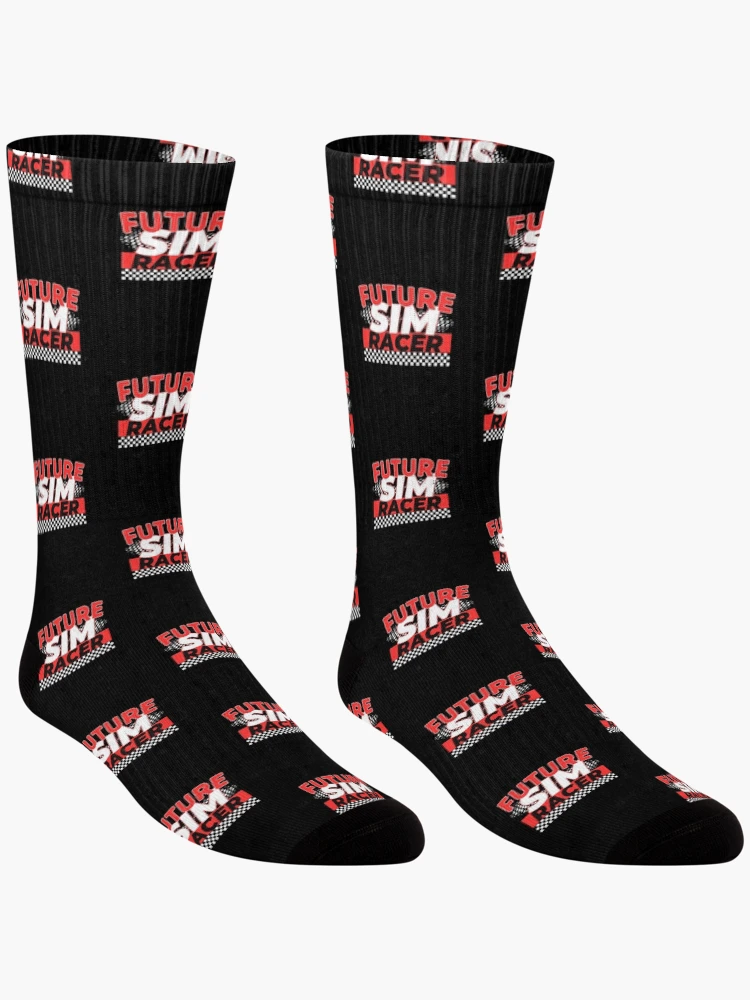 Thumbnail 3 of 5, Socks, Future Sim Racer Funny Sim Racing Quote designed and sold by SharpThreadZ.