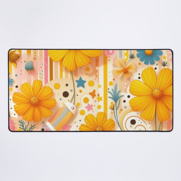 Item preview, cute vibrant yellow cosmos flowers patterns such as polka dots, stripes, swirls, and stars designed and sold by asbno19.