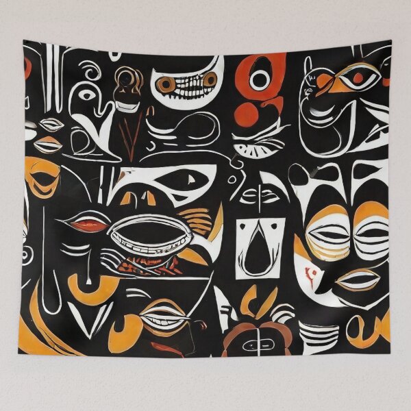 Item preview, African Mask Motif Pattern designed and sold by HausKatz.