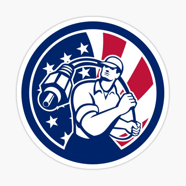 "American Cable Installer USA Flag Icon" Sticker by patrimonio Redbubble