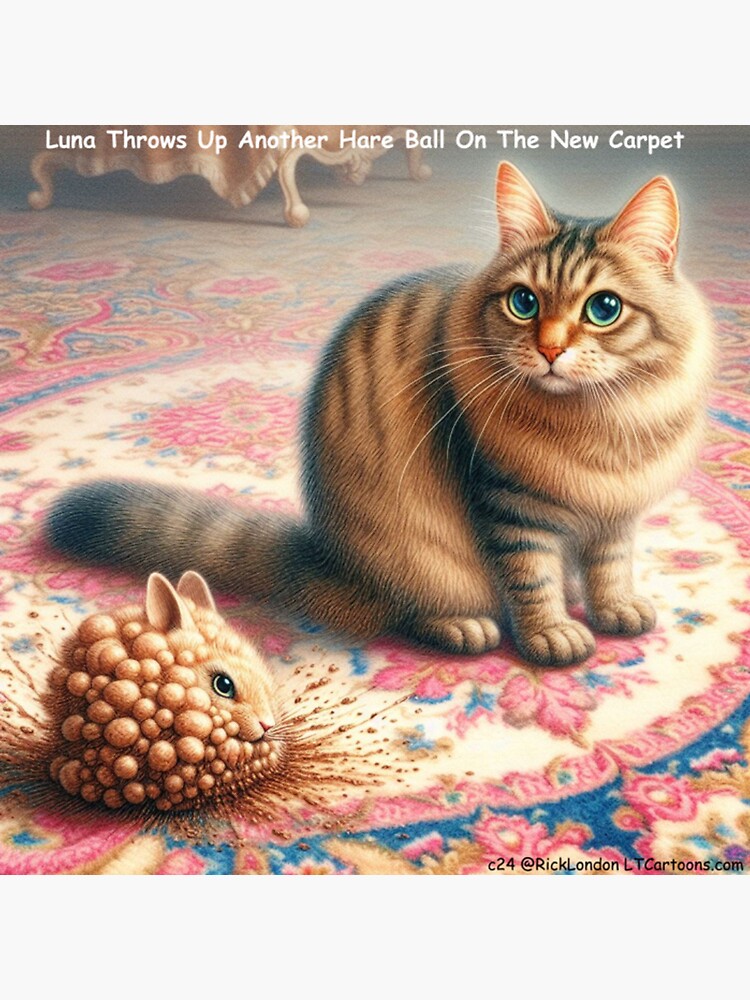 Thumbnail 3 of 3, Sticker, My Cat Threw Up A Hare Ball designed and sold by ltcartoons.