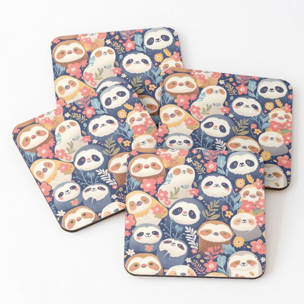 Item preview, Kawaii Cute Sloth Seamless Pattern designed and sold by sereneprint.